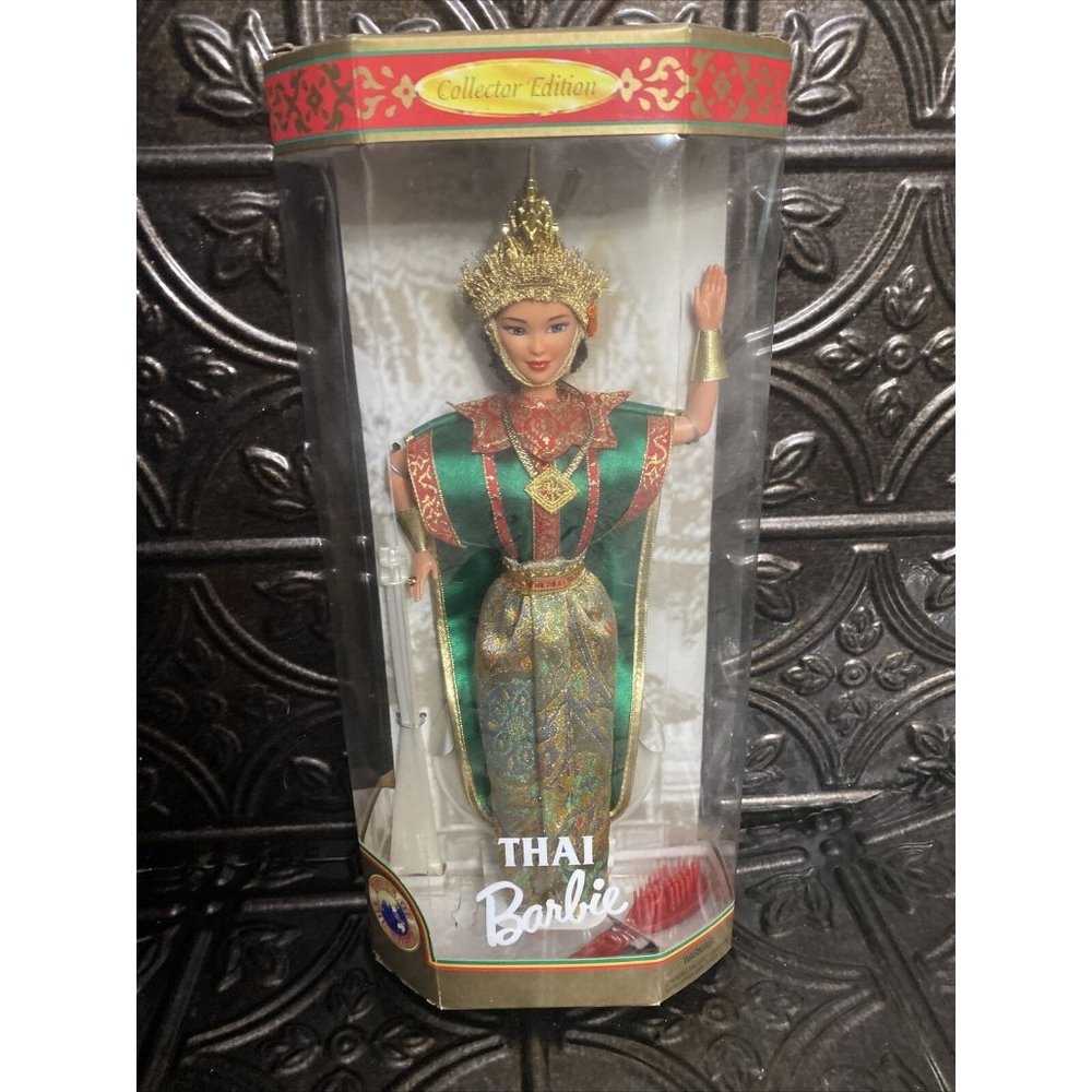 Mattel Thai Barbie Doll in Green and Gold Traditional Costume